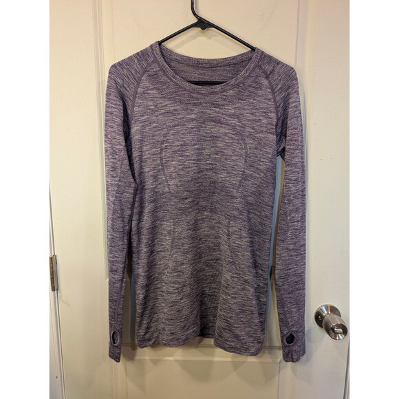 Women's Lululemon Swiftly Tech Long Sleeve Shirt Heathered Black Cherry Size 8 - Picture 2 of 7